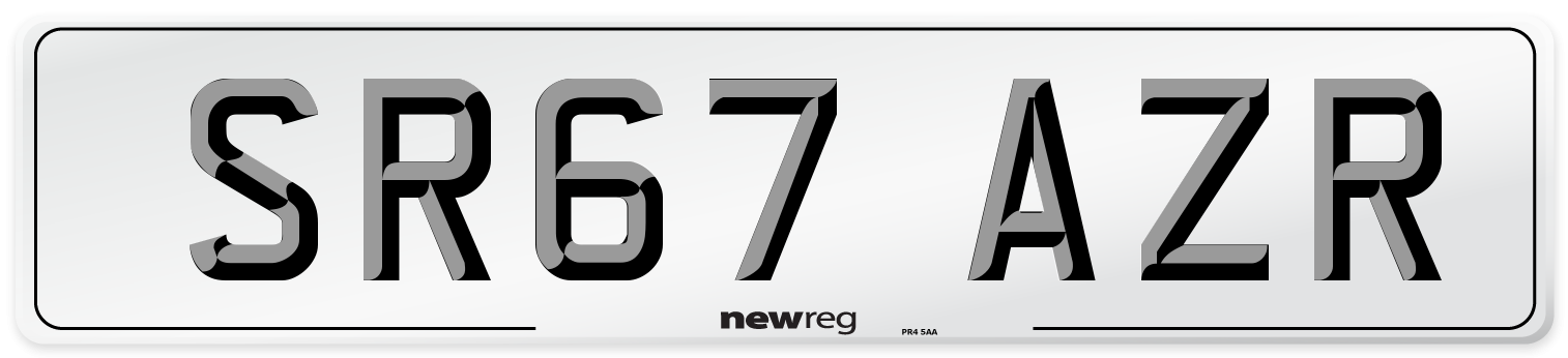 SR67 AZR Number Plate from New Reg